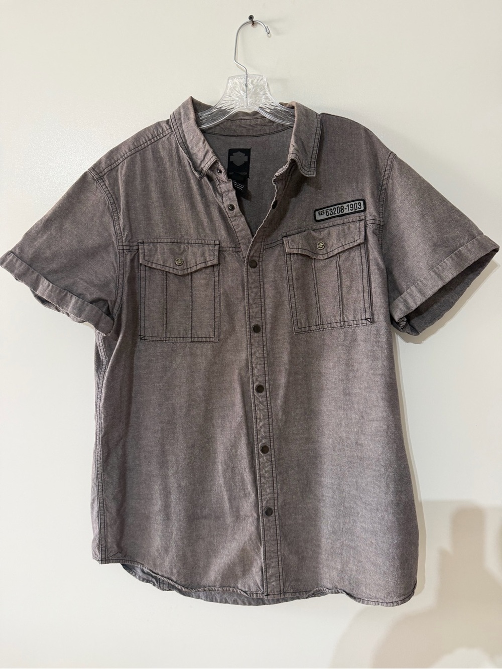 Harley-Davidson Short Sleeve Button-Down Shirt in Faded Gray